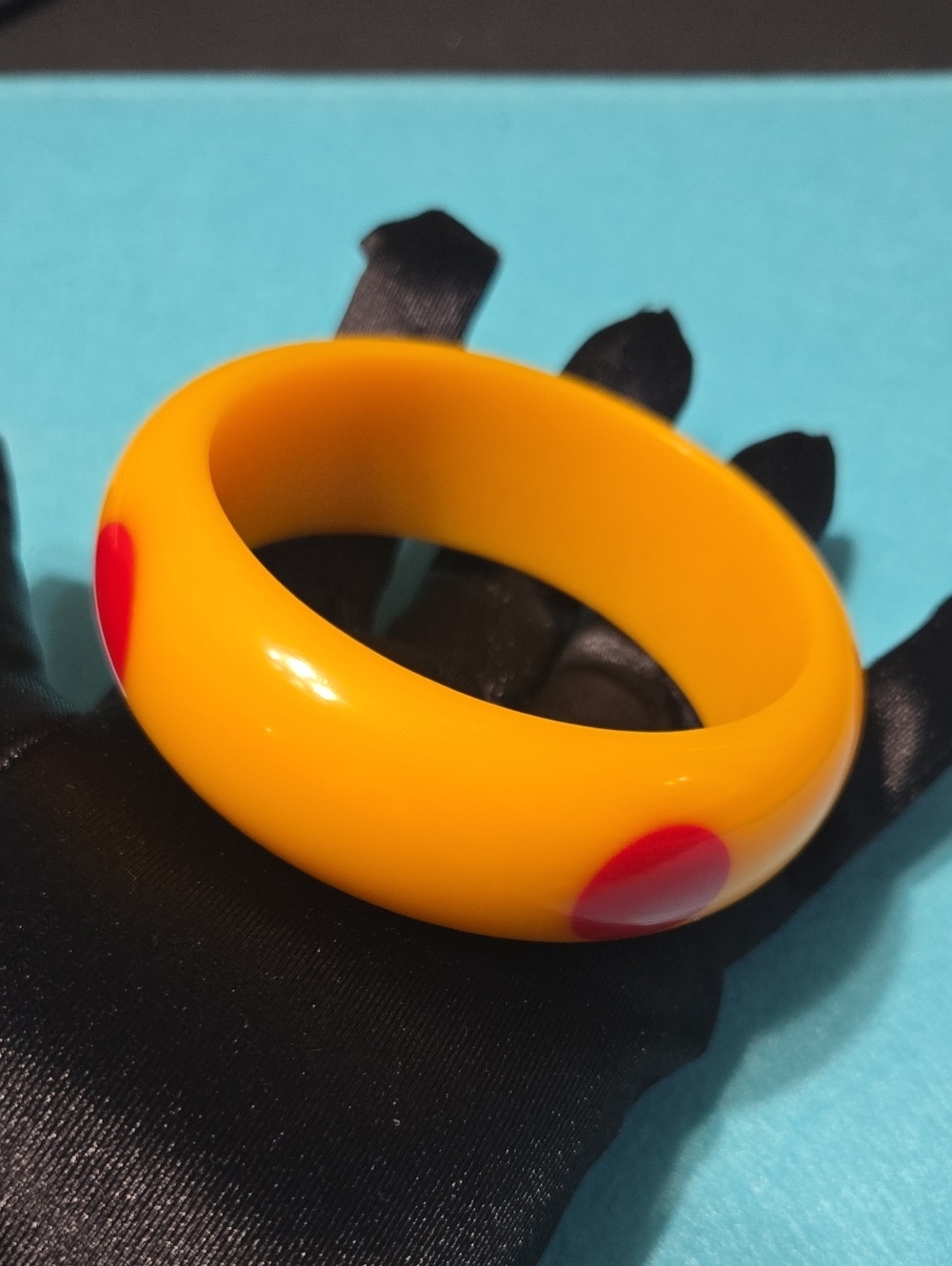 Injected Lucite Polka Dot Bangle 2.5 In